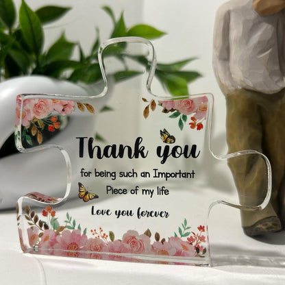 - Glass like Engraved Acrylic Block Novelty Puzzle - Shaped Plaque Block Puzzle Ornament Gift - Thankyou Present for Birthday, Anniversary, Etc (THANK YOU)