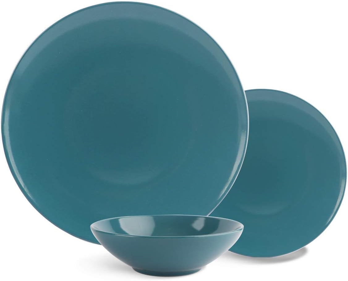 18-Piece Stoneware Dinnerware Set - Deep Teal, Service for 6