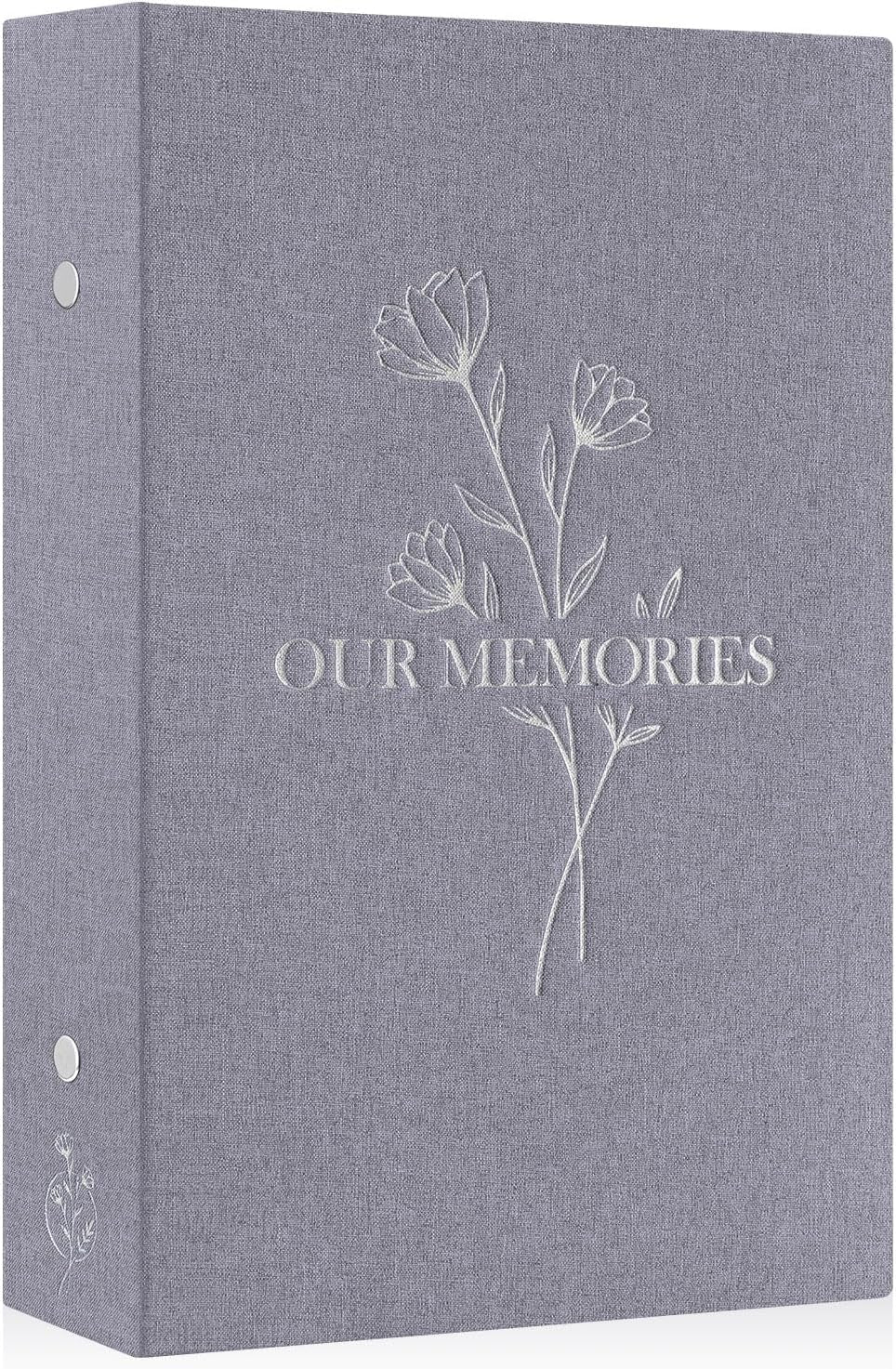 Photo Album 6X4 Slip In, OUR MEMORIES Linen 300 Pockets Photo Albums Holds Landscape Only 10X15Cm Picture Grey