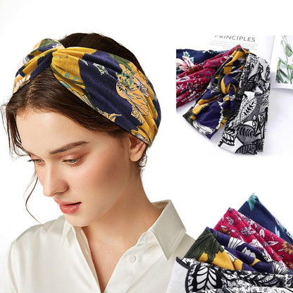 Wide Headbands for Women'S Hair Headband Soft Head Bands Adult Women Hairband Turban Flower Cotton Head Band Everyday Yoga Sport Fitness