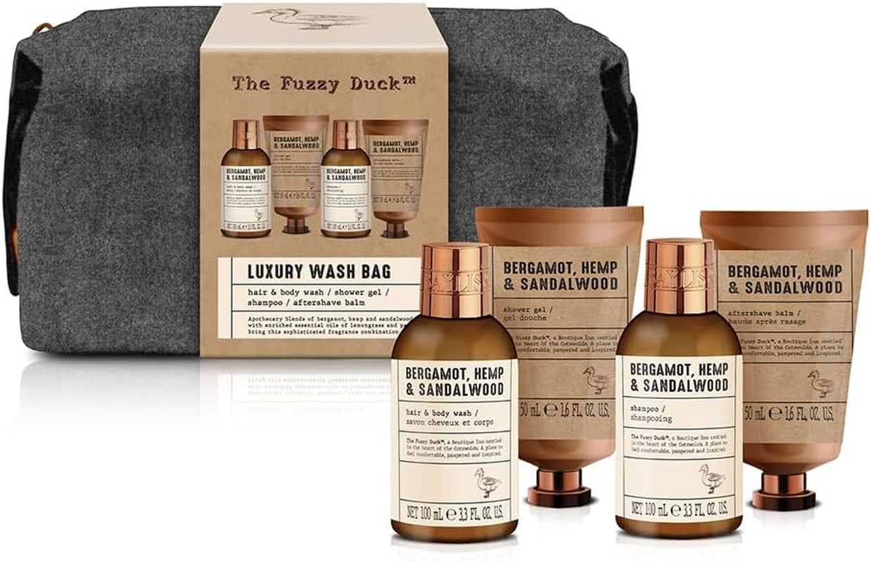 the Fuzzy Duck Bergamot, Hemp & Sandalwood Men'S Luxury Wash Bag Gift Set (Pack of 1) - Vegan Friendly