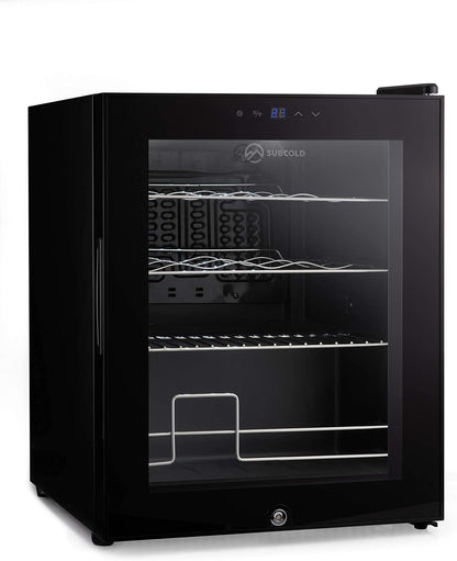 Viva16 LED – Table-Top Wine Fridge Black | 3-18°C | Wine Cooler | LED + Lock & Key | Glass Door Drinks Cellar | Single-Zone (16 Bottle)