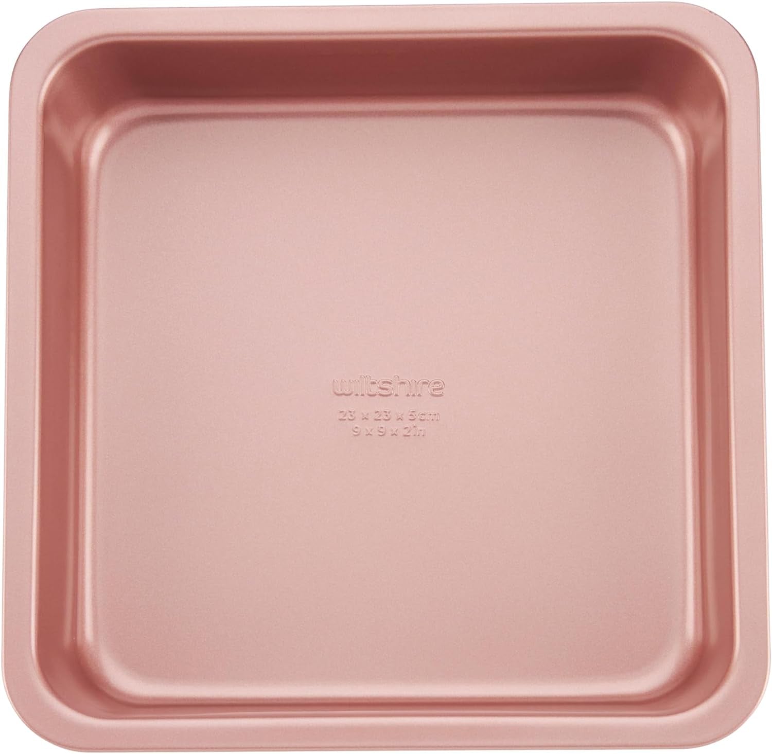 Rose Gold Square Cake Pan, PFOA PTFE Free, Robust Cake Pan, Non-Stick Coating, Coated Baking Pie Tin, Cake Mould, Sheet Steel Bakeware, 25X25X5Cm