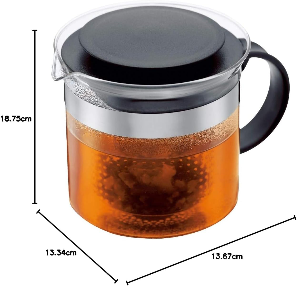 1875-01 Bistro Nouveau Tea Press, Borosilicate Glass, Plastic Infuser - 1 L, Black