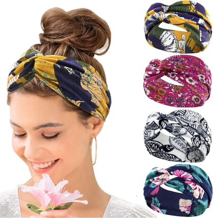 Wide Headbands for Women'S Hair Headband Soft Head Bands Adult Women Hairband Turban Flower Cotton Head Band Everyday Yoga Sport Fitness