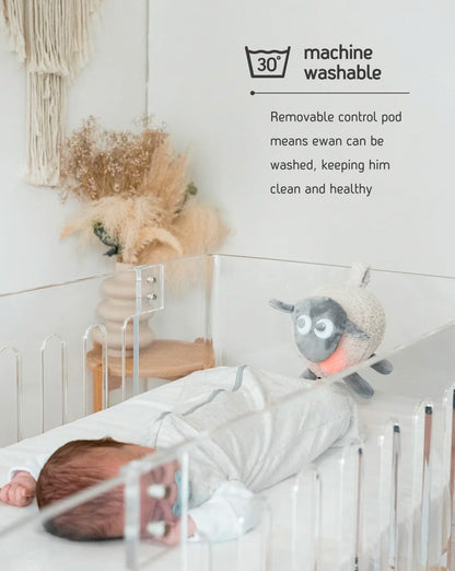 , Ewan Deluxe with Shush, Grey | Baby & Toddler Sleep Aid Gift | Cry Activated Sensor & Nightlight | 5 Soothing White & Pink Noise Sounds | Auto-Off Timer | Machine Washable & Portable