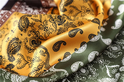 Silk like Head Scarf Satin Hair Scarfs Gifts for Women Valentines Square Paisley Bandanas Hijab Headscarves for Hair Wrapping at Night