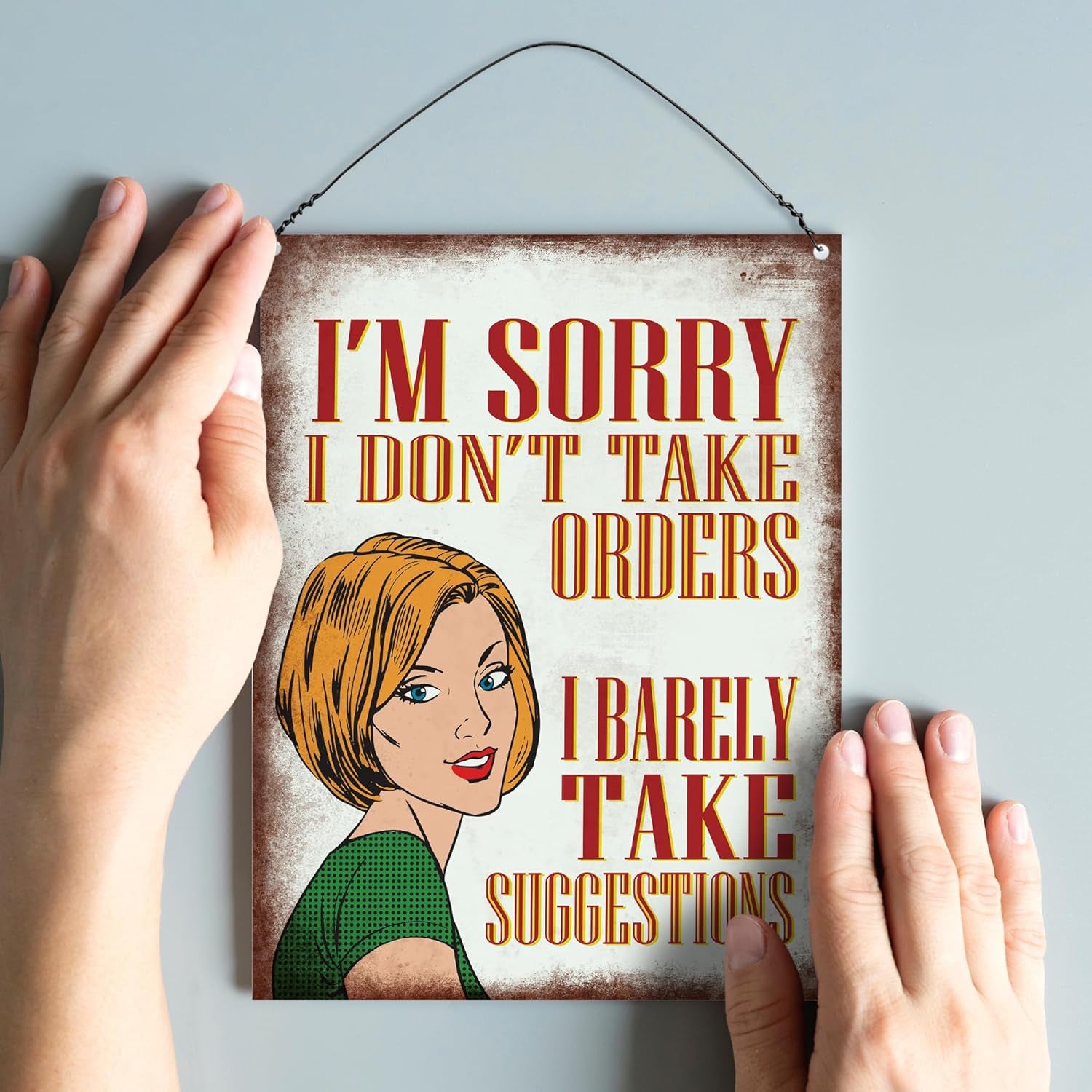 I'M Sorry I Don'T Take Orders I Barely Take Suggestions Sarcastic Wall Quote Plaque Metal Sign Size 15X20Cm