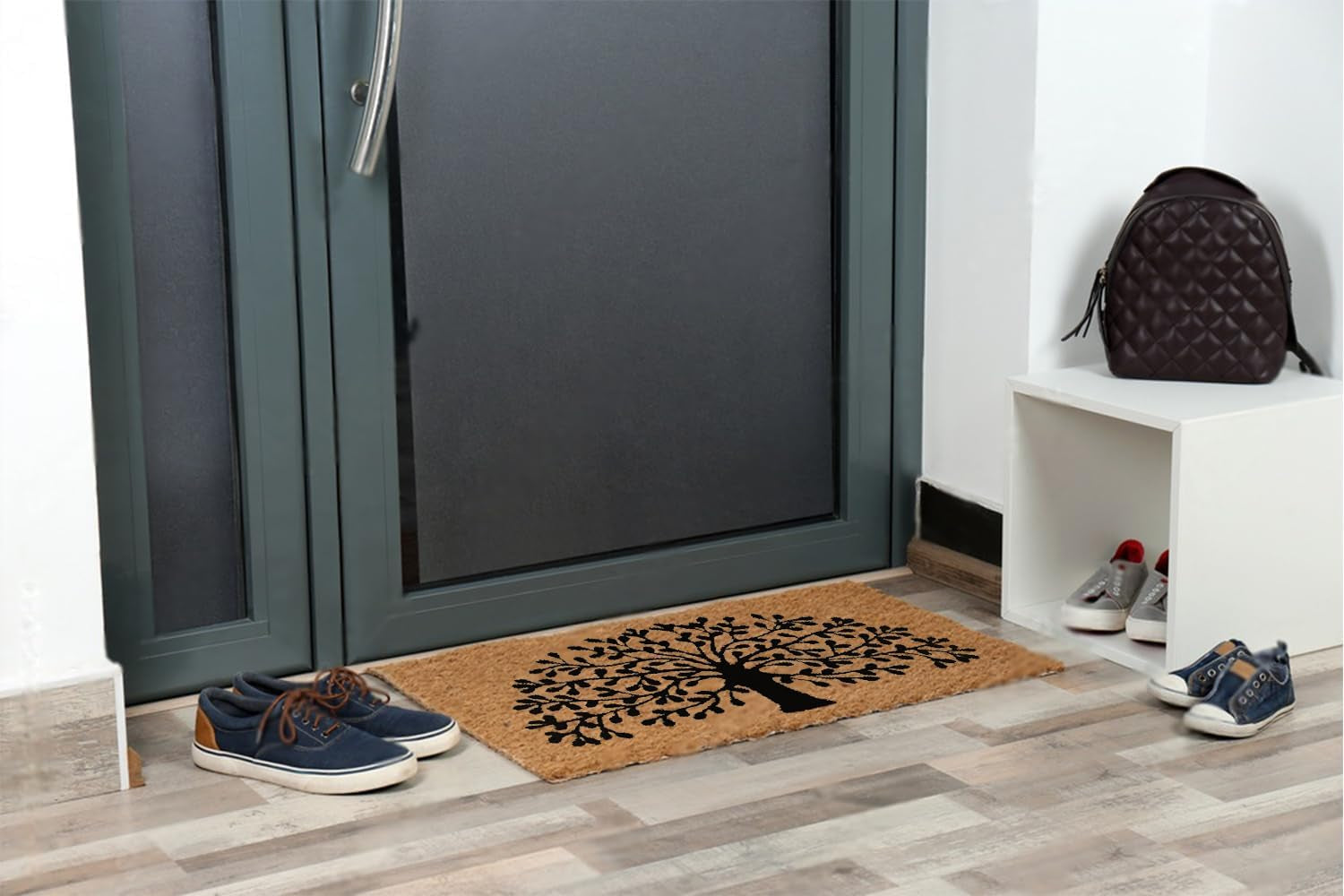 Tree of Life Premium Stylish Coir Rectangular Indoor/Outdoor Use Entrance Doormat (60 X 90 Cm) | Non-Slip | Heavy Duty | Washable | Mud Absorbent | Front Door Rug