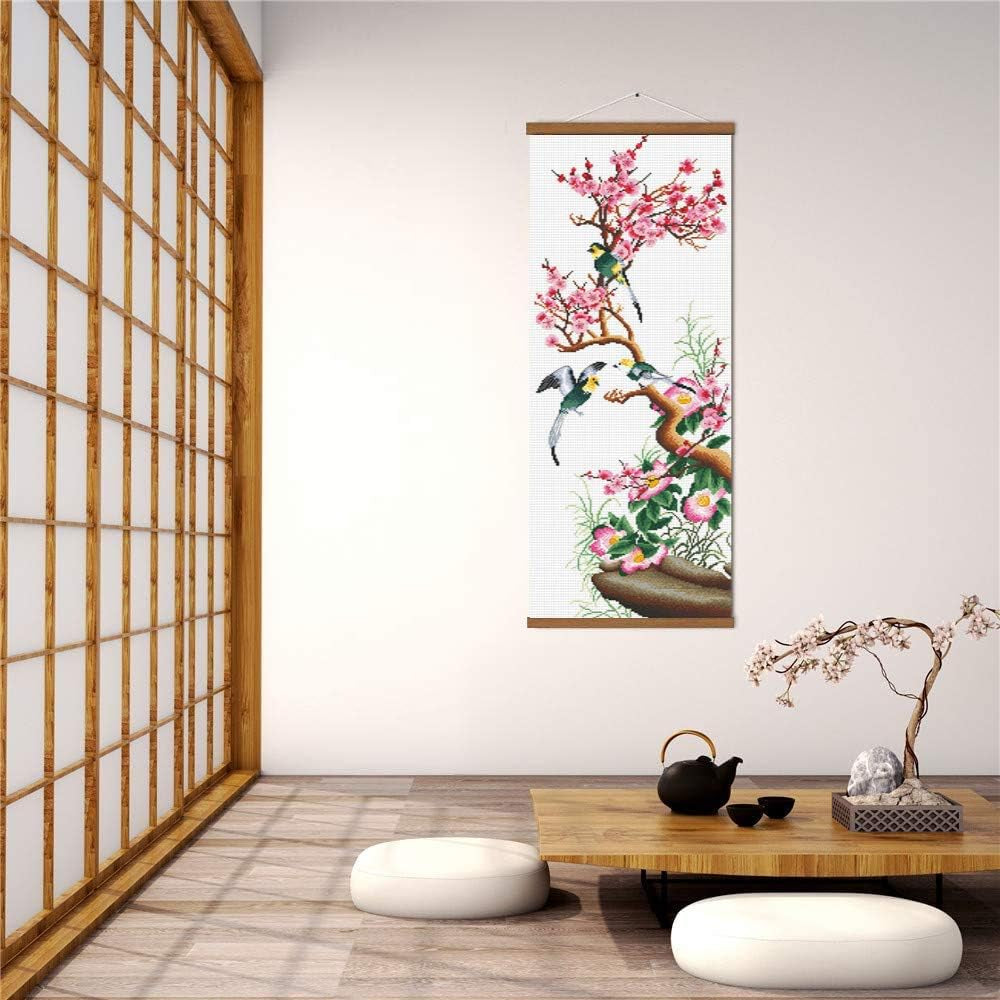 Cross Stitch Kits for Adults Embroidery Kit Flowers Large Pre-Printed Stamped Cross Stitch Kit 40X90Cm 11CT (Plum Blossom)