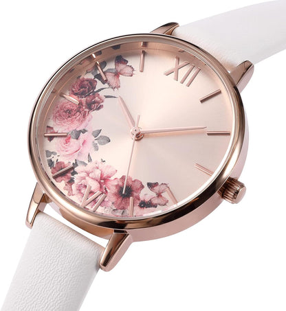 Womens Watches Leather Quartz Watch Waterproof Fashion Wristwatch for Women Ladies Girls