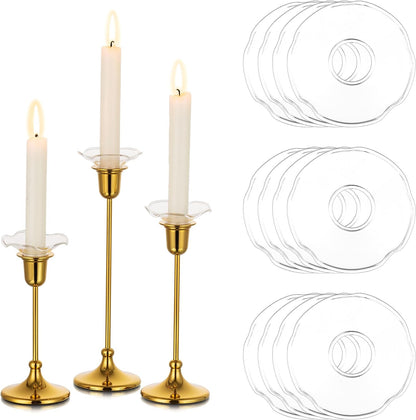 Bobeches of Candles & Holders, Clear Candle Drip Catcher for Glass Candle Stick Holder Set of 12, Unique Candle Ring for Candelabra Candle Holder, Bobeche Candle Holders for Living Room