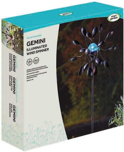 Gemini Wind Spinner W/Solar Crackle Globe