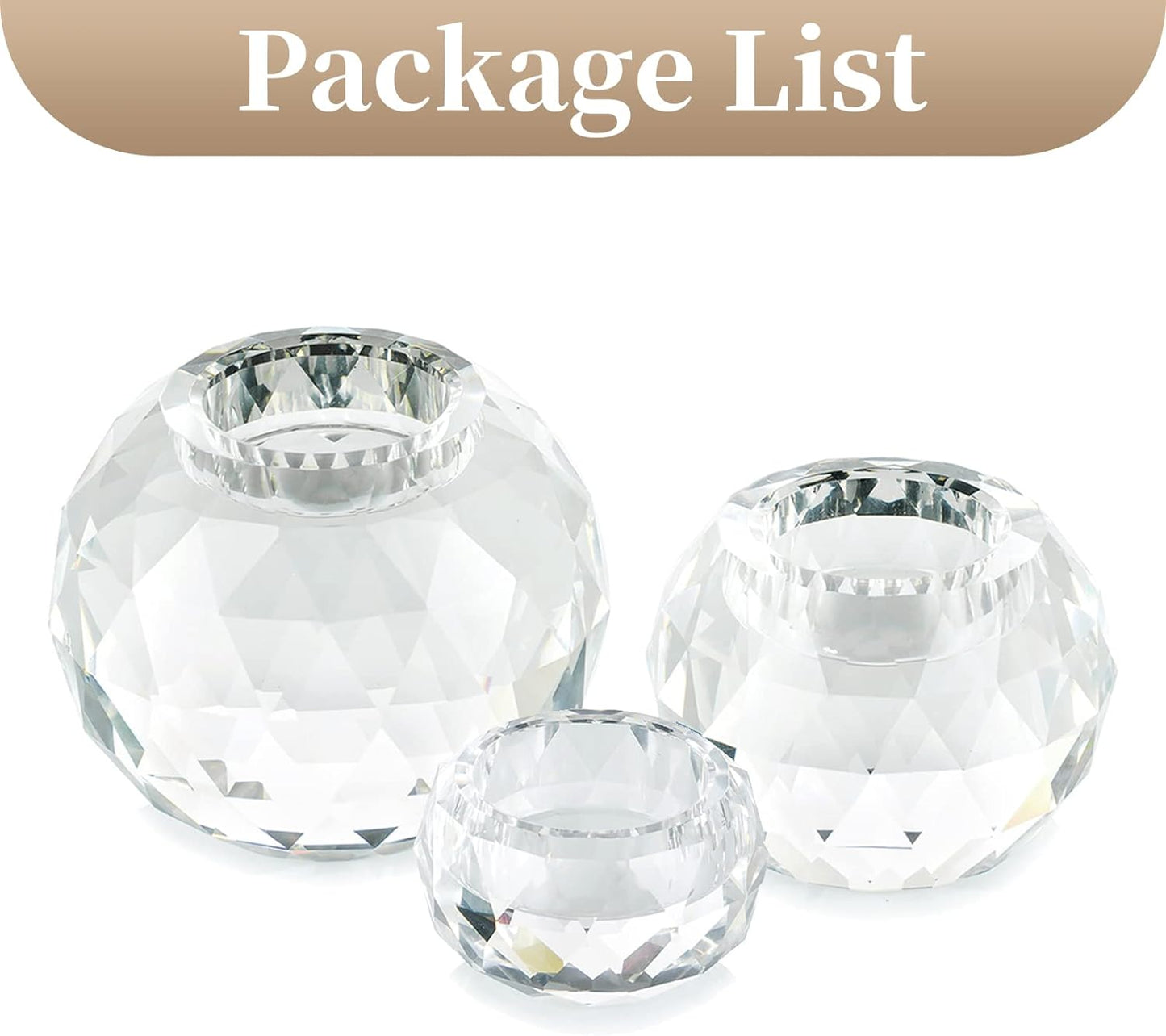 Crystal Ball Tea Light Candle Holder Set of 3, Clear Glass Votive Candle Stands for Home Living Room Dining Table Decor Party Centerpiece Wedding Gift Meditation