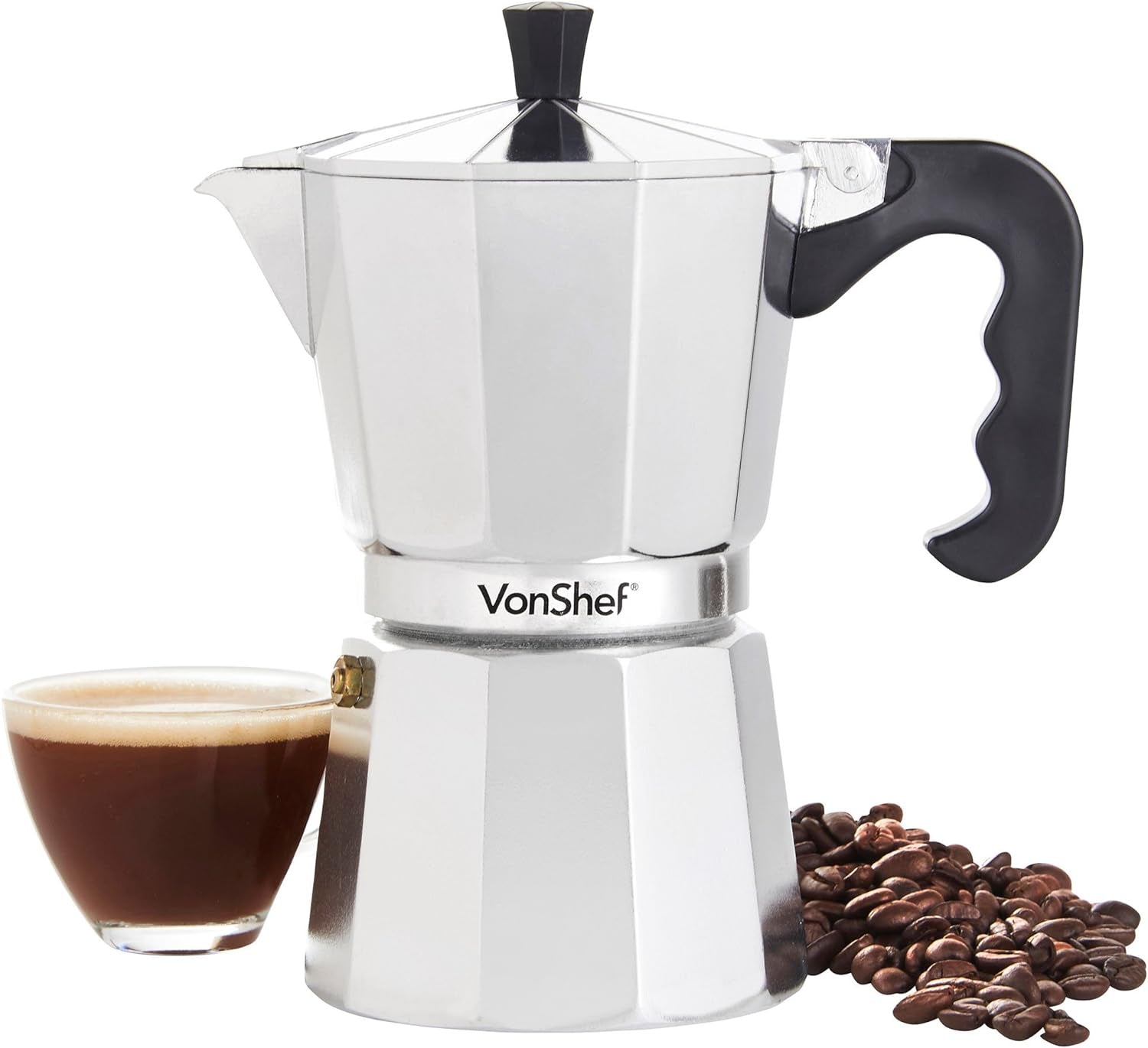 Stovetop Coffee Maker, 6 Cup Aluminium Italian Espresso Maker, 300Ml Gas & Electric Stove Top Moka Pot with Replacement Gasket & Filter