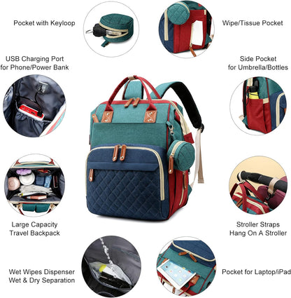 Diaper Bag with Changing Station, 3 in 1 Baby Diaper Backpack