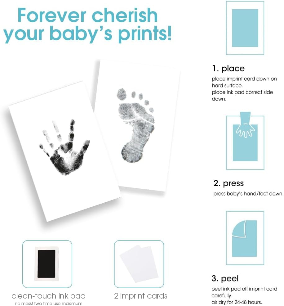 First 5 Years Chevron Baby Memory Book with Included Clean-Touch Baby Safe Ink Pad to Create Baby'S Handprint or Footprint, Keepsake Milestone Journal, UK English Version, Grey