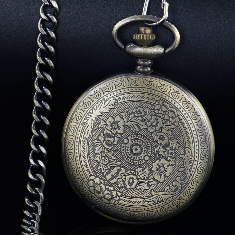 Engraved Pocket Watch to My Son/Grandson/Dad/Grandpa/Husband/Daughter I Love You Quartz Pocket Watches with Chain Best Gifts