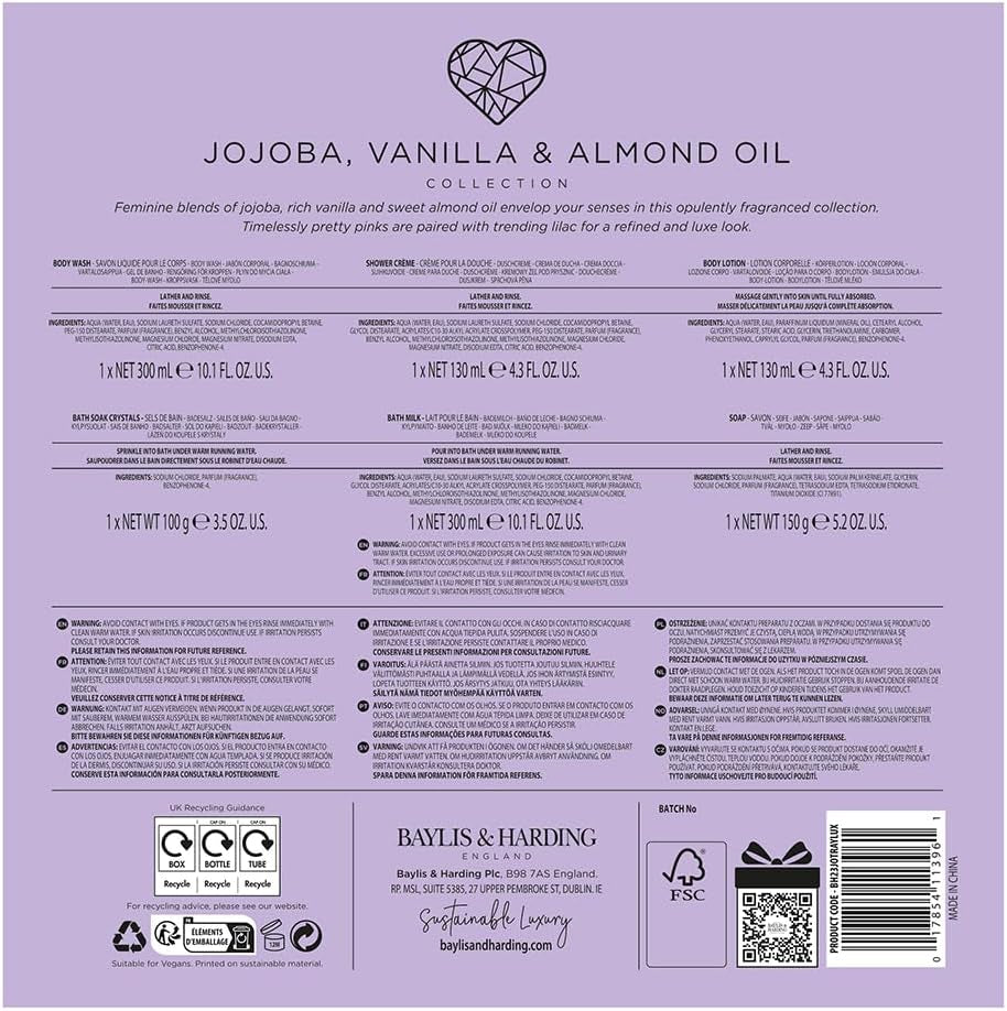 Jojoba, Vanilla & Almond Oil Ultimate Bathing Large Gift Set (Pack of 1) - Vegan Friendly