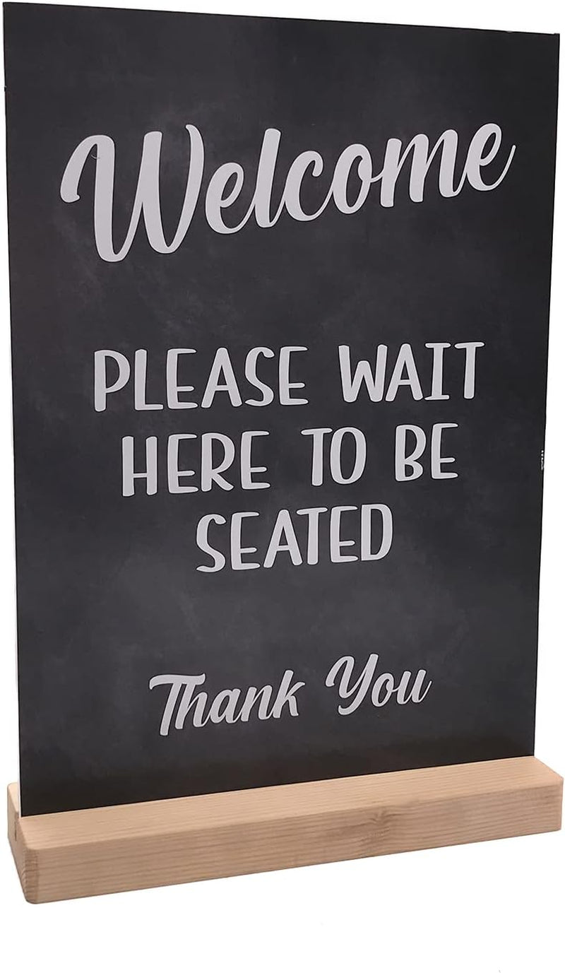 Please Wait Here to Be Seated Sign - Popular Restaurant Furniture - Available as Freestanding or Adhesive (Stand)