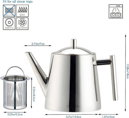 Stainless Steel 1500Ml Teapot with Removeable Infuser Tea Maker for Fruit Herbal and Infusion Tea