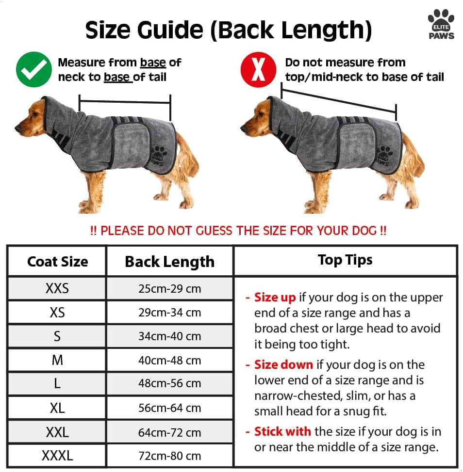 ® UK: Luxury Microfibre Dog Drying Coat: All-Season Thick Robe, Dries Pets in about 20-30 Mins, Ultra Absorbent, Super Soft, for Bath, Grooming, Travel, Puppy & Adult, Machine Wash (M)