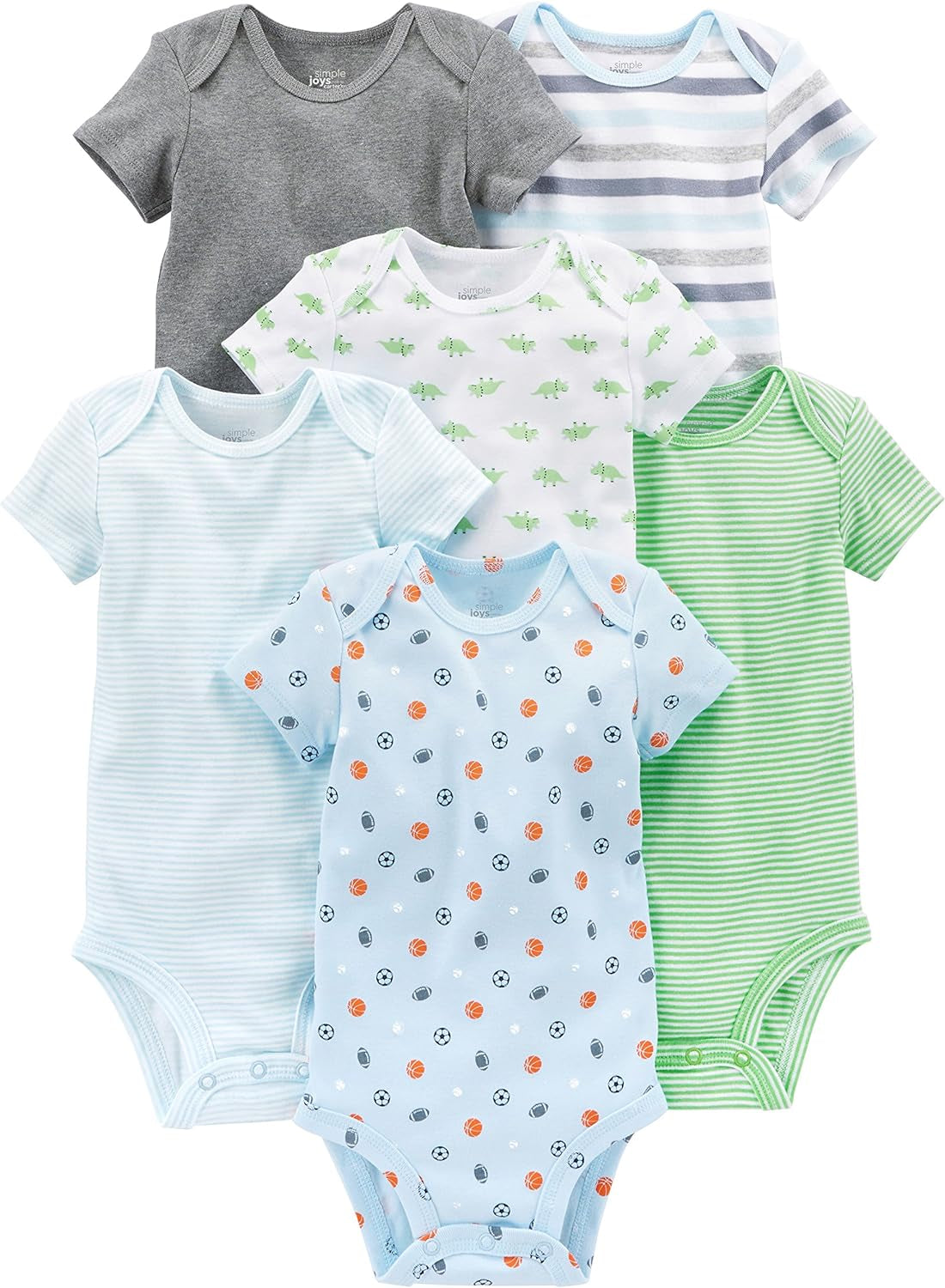 Baby Boys' Short Sleeve Bodysuit (Pack of 6)