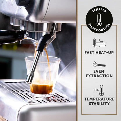 Barista Max Espresso Machine | Latte & Cappuccino Coffee Maker with Integrated Bean Grinder & Steam Wand | 2.8 L Water Tank | 15 Bar Italian Pump | Stainless Steel