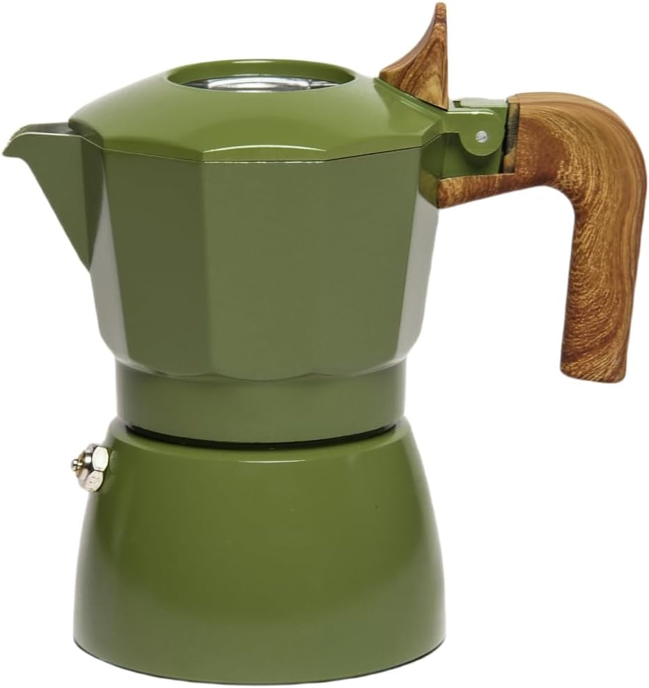 ® Stovetop Coffee Maker, anti Oxidation Double-Valve 150Ml Aluminium Italian Espresso Maker Moka Pot, 2 Cups Gas & Electric Stove Top Moka Pot (Green)