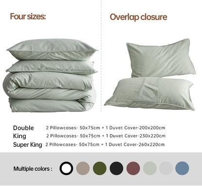 Linen Duvet Cover King,Natural Linen Cotton Duvet Cover with Pillowcase,King Size Bedding Set,Soft Warm Breathable Bed Quilt Cover with Button Closure,230X220Cm,Mint Green