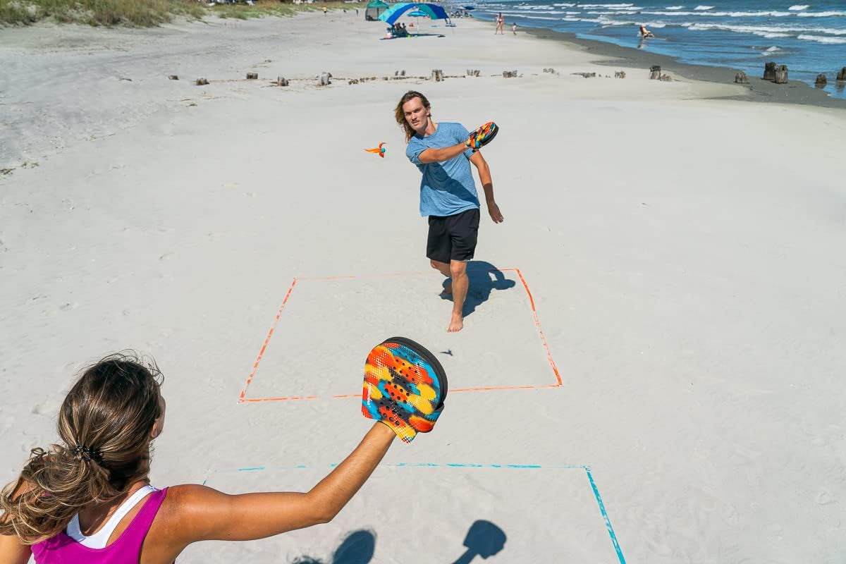 BATTLE BIRD - Rethink Your Paddle Game – Backyard Set Includes: 2 Wearable Paddles, 2 Small Birdies and a Easy Court to Set-Up with Stakes - Size 200 X 120 X 228 Mm