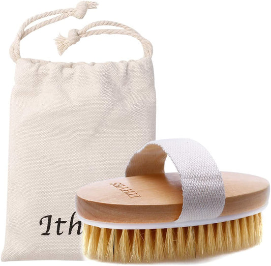 Dry Brushing Body Brush Exfoliating Brush Natural Bristle Bath Brush for Remove Dead Skin Toxins Cellulite,Treatment,Improves Lymphatic Functions,Exfoliates,Stimulates Blood Circulation