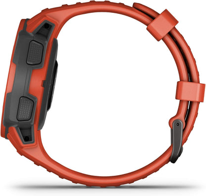 Instinct SOLAR, Rugged GPS Smartwatch, Built-In Sports Apps and Health Monitoring, Solar Charging and Ultratough Design Features, Flame Red