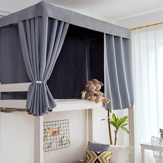 Thicker Version Bunk Bed Curtain Bed Canopy Bedroom Blackout Curtains Single Sleeper Bed Shading Curtain Dustproof Breathable Curtain Privacy Draperies Cloth Curtain Bedding for Home Students Dorm