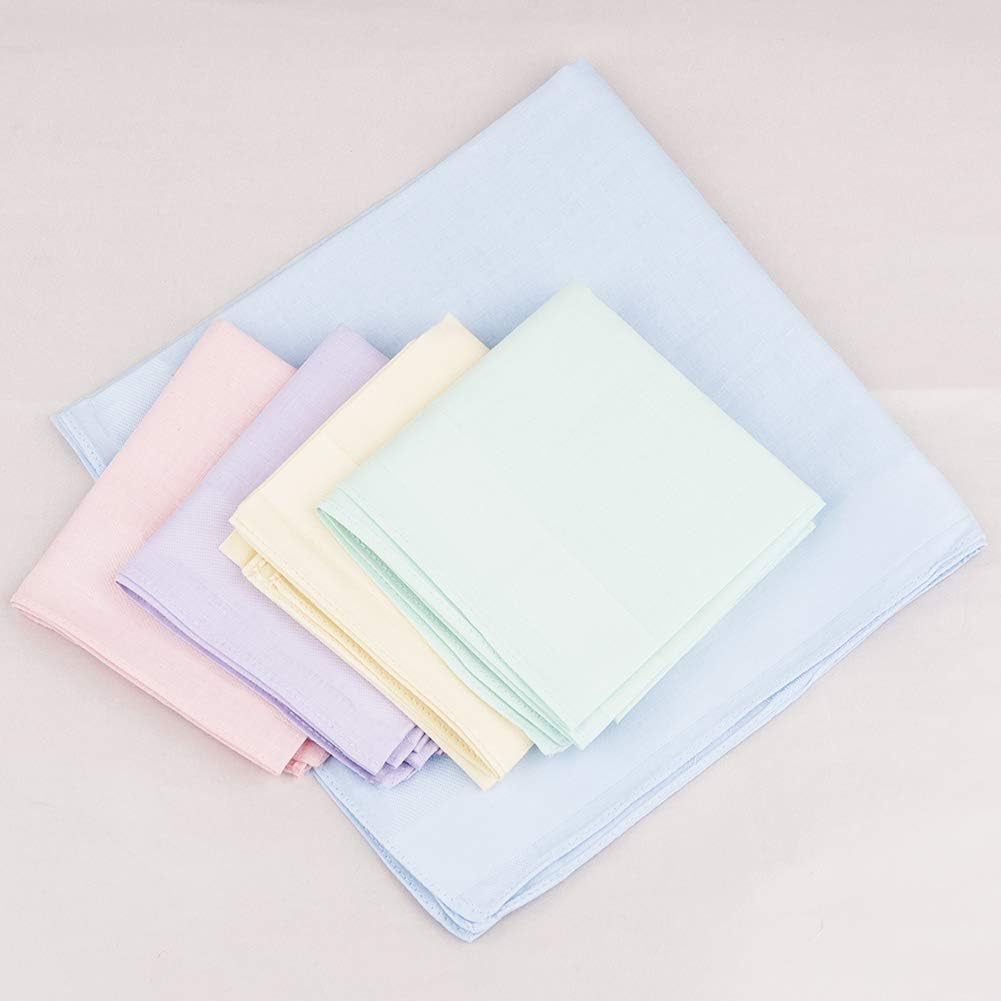 Ladies 100% 60S Cotton Handkerchiefs Womens Soft Solid Candy Color Hankies for Wedding Party 5/10 Pieces 16X16/40X40Cm