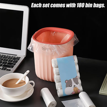 3PCS Mini Desktop Trash Bin, Small Wastebasket Bathroom Bins with 6 Rolls Bin Liners, Colourful Tea Bag Trash Can 12.7*13.7*15Cm, Desk Compact Design Cosmetic Bin for Office, Vanity Tabletop