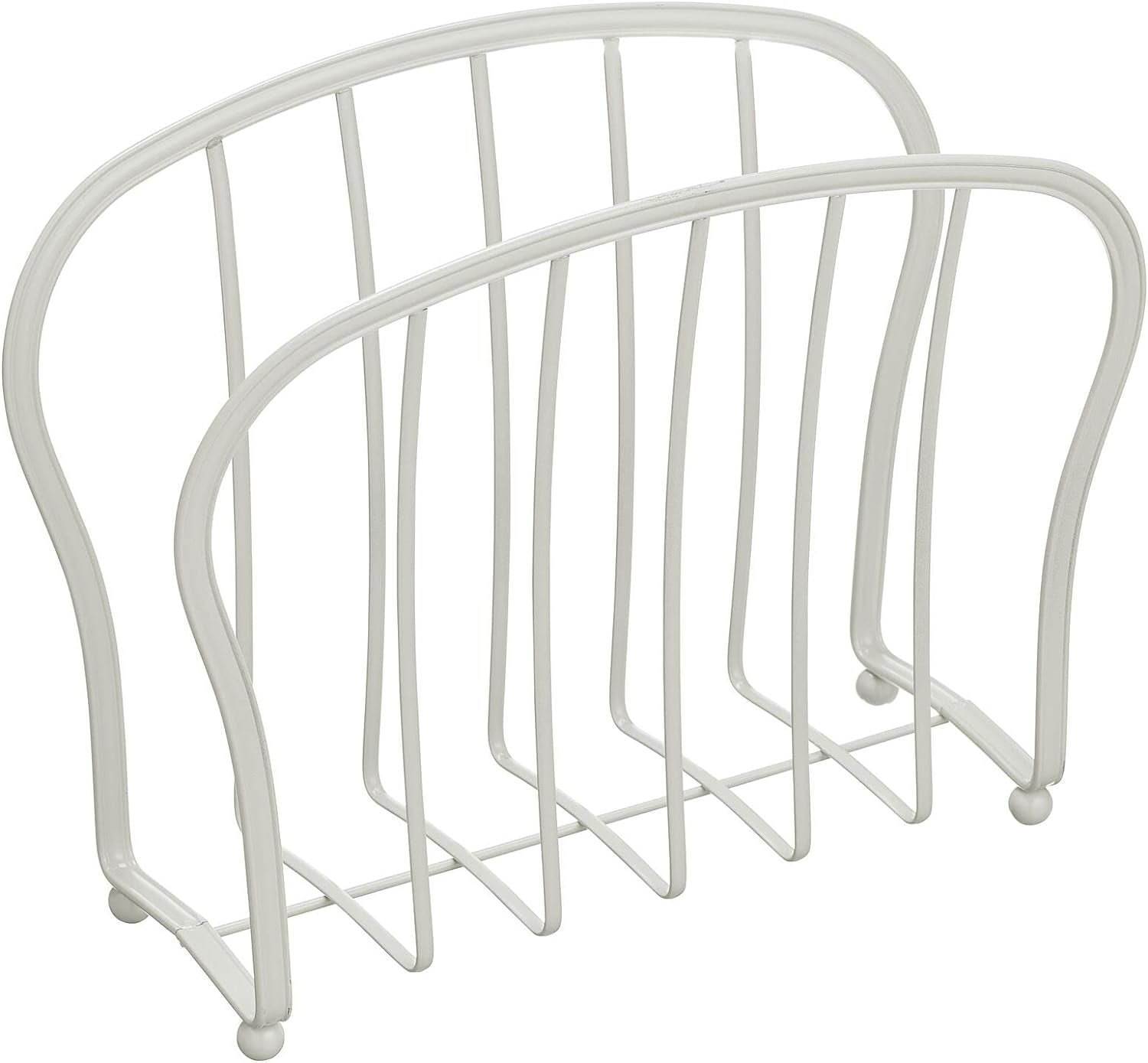 Decorative Newspaper Holder for Periodicals, Books or Tablets – Free-Standing Holder for Periodicals – Elegant Metal Wire Newspaper Basket – Stone Grey