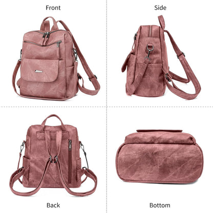 Women Backpack Waterproof Anti-Theft Lightweight PU Fashion Travel Multipurpose Convertible Purse Shoulder Bag Handbag Backpack