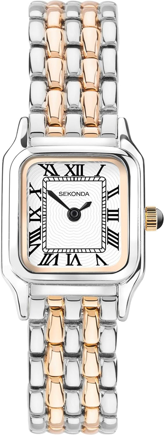 Monica Ladies 20Mm Quartz Watch in White with Roman Numerals, Analogue Display and Alloy Strap