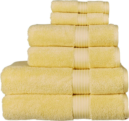 Supreme Hygro 6 Piece Towel Set in Primrose 100% Supima Cotton - Luxurious & High Absorbency - Ultra Soft - 650GSM - 2 Bath, 2 Hand & 2 Face Towels