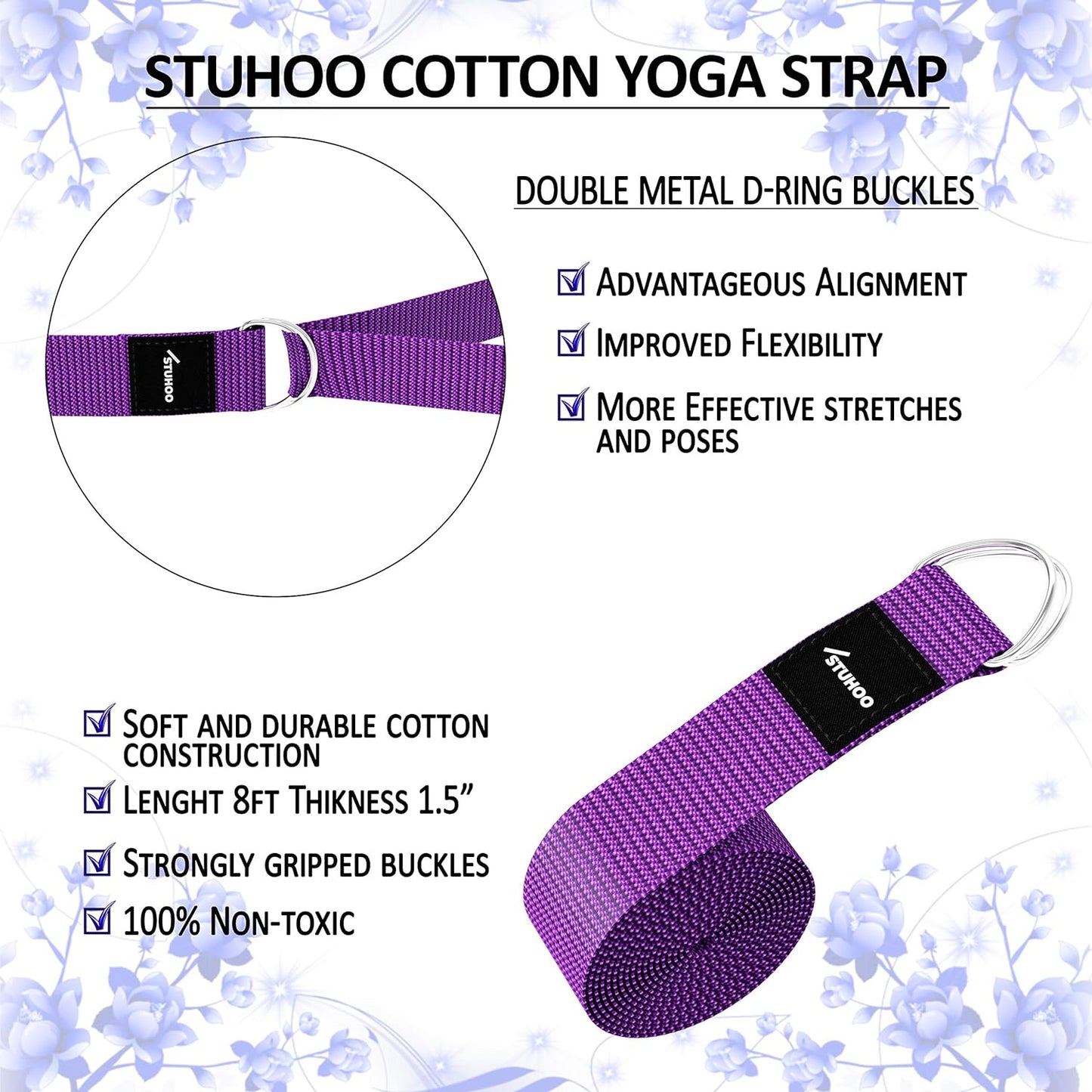 Yoga Block Set of 2 and Yoga Strap Includes Descriptive E-Book for Beginners Sturdy Yoga Brick & Lightweight Eva Foam Block Support Deepen Poses, Provides Strength & Stability for Pilates Practice