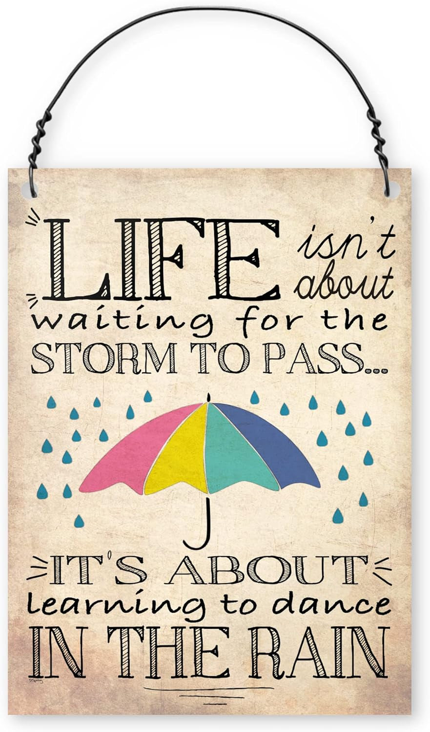 Life Isn'T about Waiting for the Storm to Pass Inspirational Quote Wall Metal Small Plaque Sign Friendship Gift Size 4X3 Inch