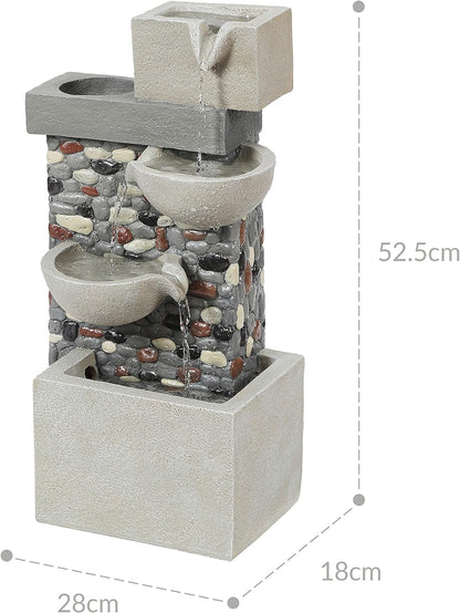 Outdoor Fountains/Cascading Water Feature/Weatherproof Design/Easy to Install/Tranquil Garden Ornament (Pebbles Fountain)