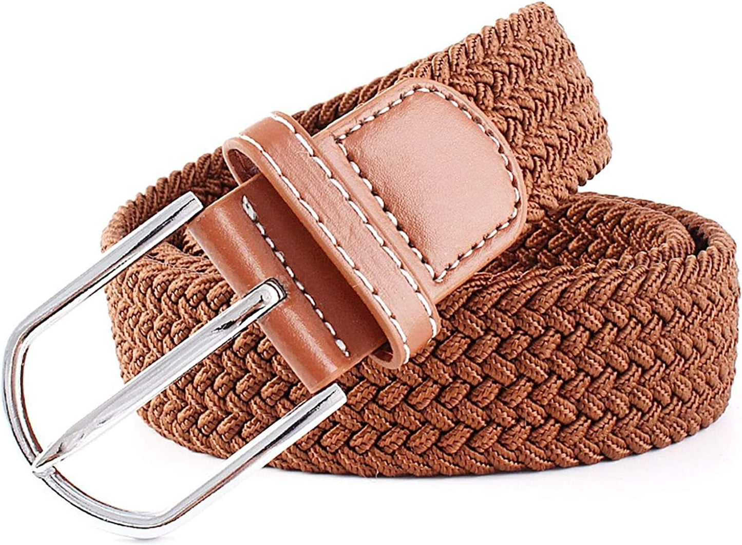 2 Pack Womens Stretch Canvas Braided Belt - Ladies Belts for Jeans, One Size