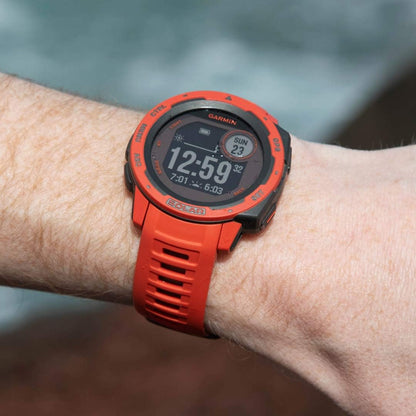 Instinct SOLAR, Rugged GPS Smartwatch, Built-In Sports Apps and Health Monitoring, Solar Charging and Ultratough Design Features, Flame Red