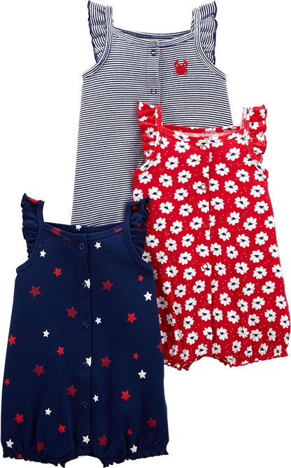 Baby Girls' Rompers (Pack of 3)