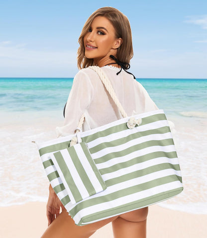 Extra Large Beach Bag for Women with Zipper Waterproof Beach Tote Bags with Pockets Large Sports Bag for Women Ladies Girls Summer Tote Bag Shoulder Bag Shopping Bag