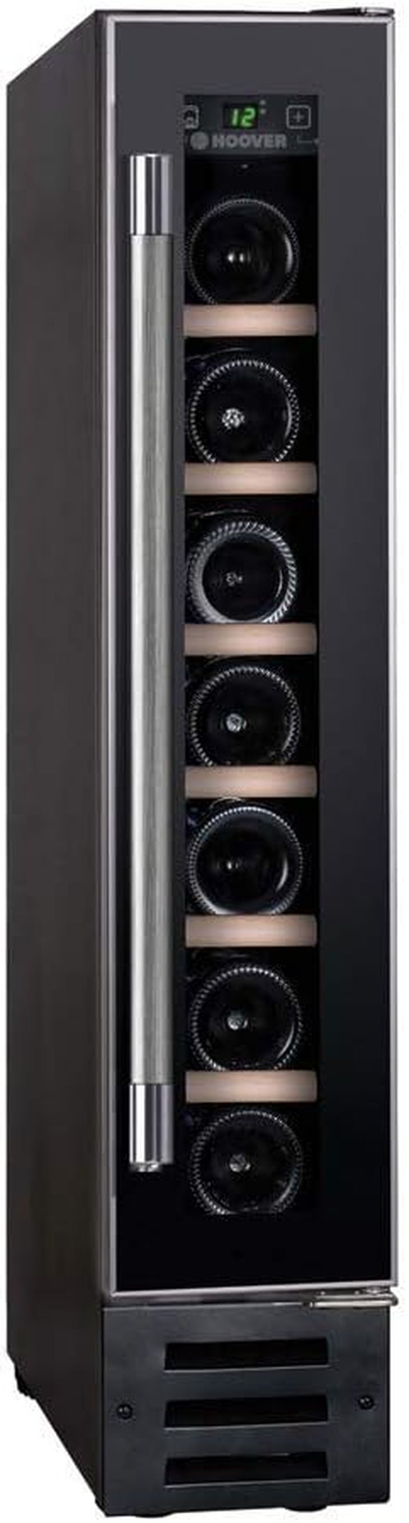 HWCB15UK Freestanding Wine Cooler, Single Zone Temperature, 7 Bottle Storage, 15Cm Wide, Black, 23 Liters