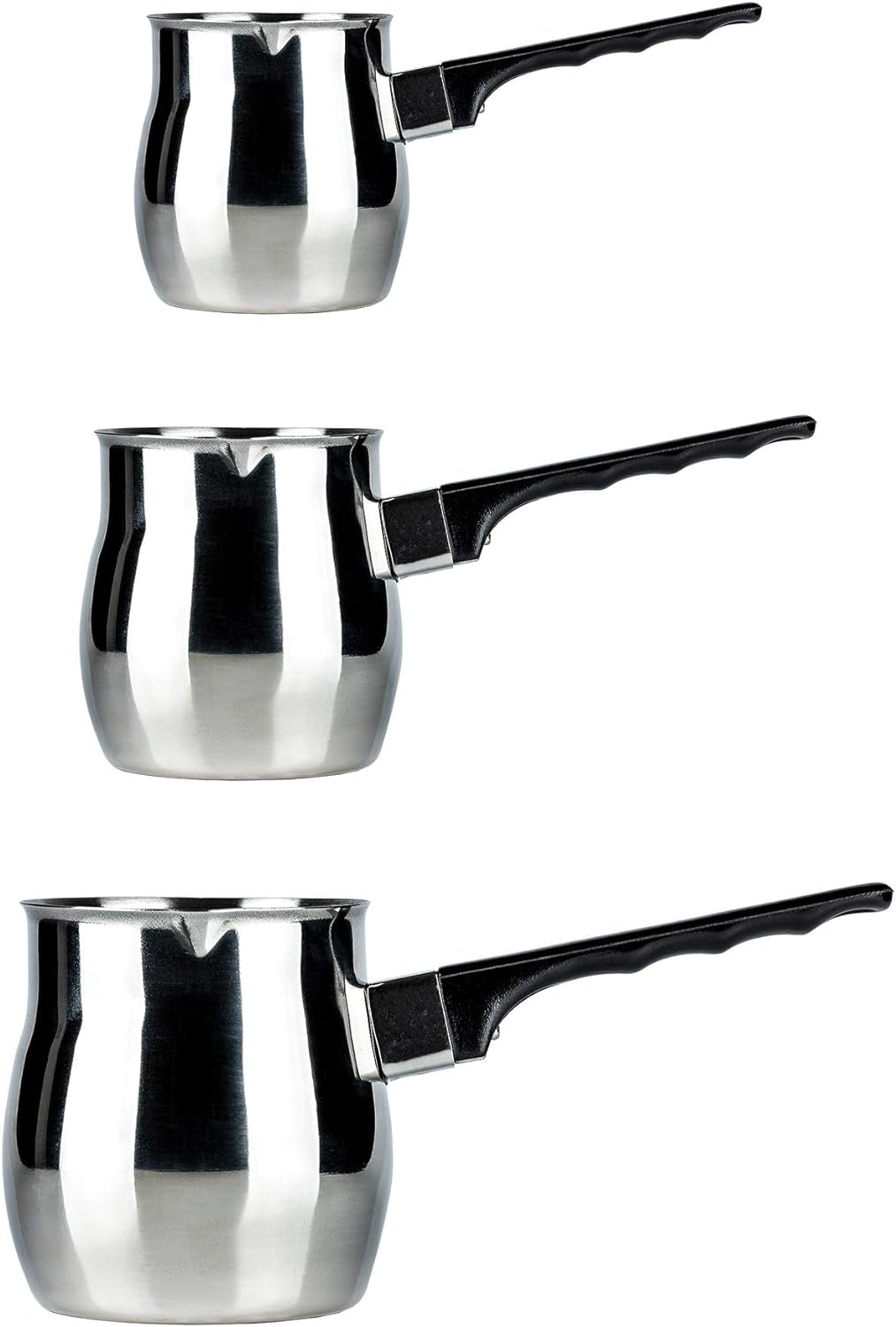 Café Ole S8059/06  Stainless Steel Turkish Pot Cezve Ibrik Style Traditional Stovetop Coffee Maker 6Oz (170Ml)