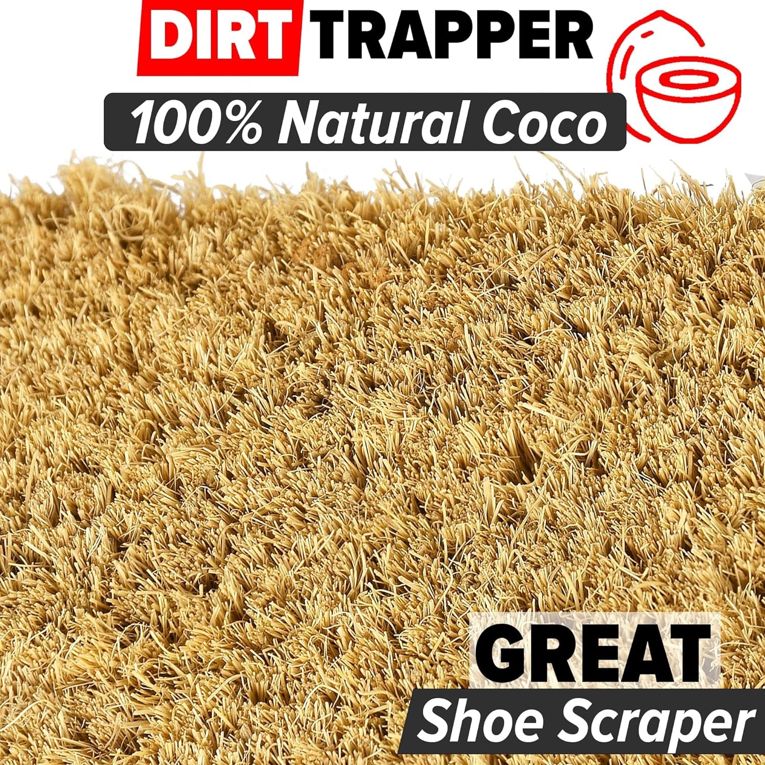 Coir Door Mats Outdoor Indoor | Front Door Heavy Duty Doormat Thick Non Slip High Absorbency | Large 100% Natural Coir Dirt Trapper | Entrance Matting (Welcome Cursive)